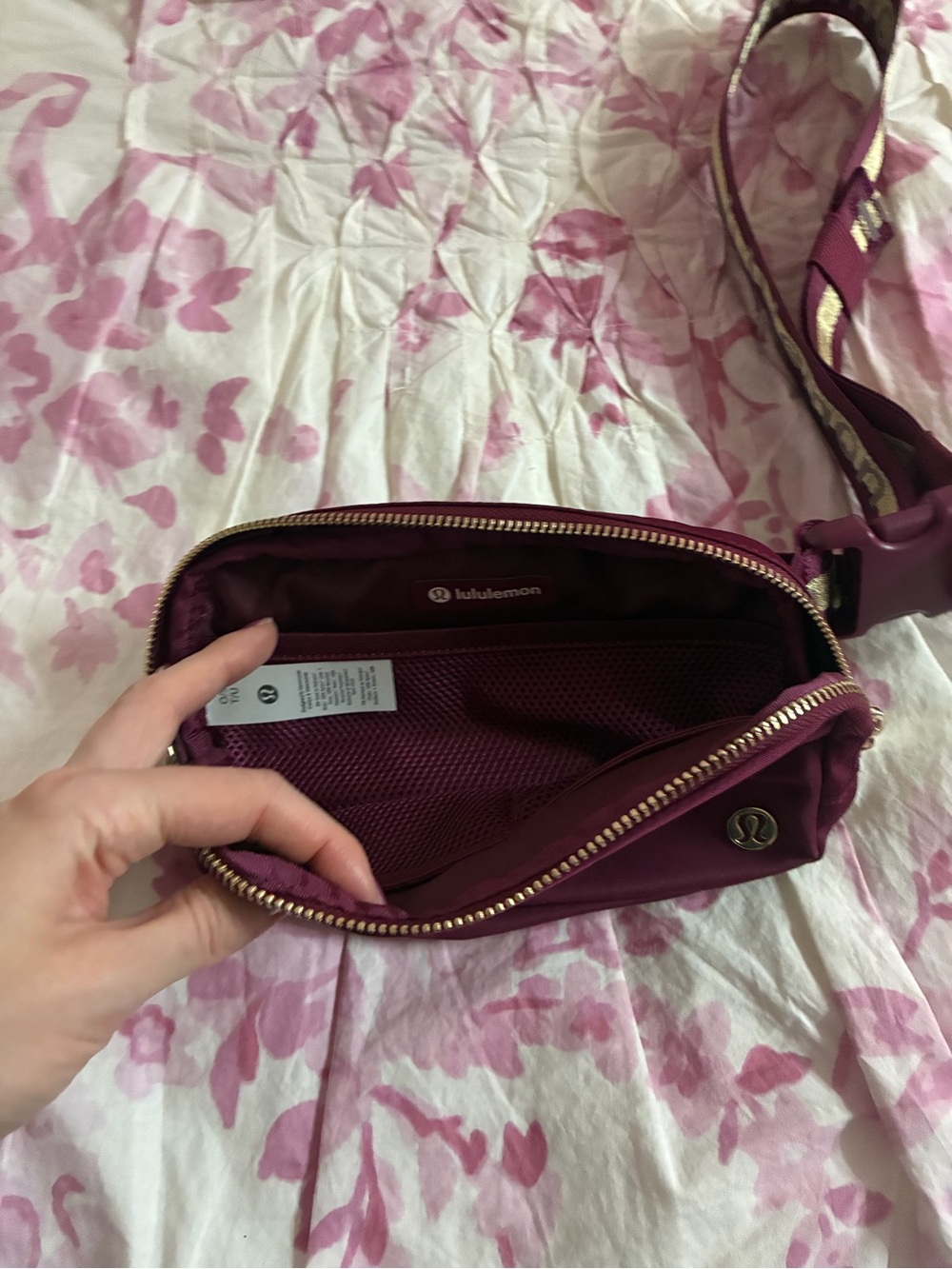 Burgundy Lululemon belt bag